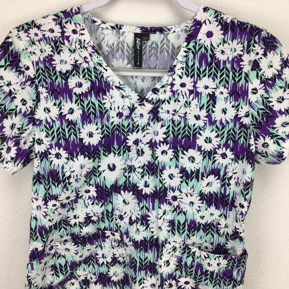 KD110 by Barco Small Floral Print Scrub Top Purple - Picture 3 of 10